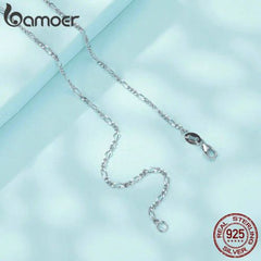 Bamoer Minimalist Herringbone Necklace - Stylish 925 Silver Chain - SCA028