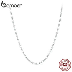 Bamoer Minimalist Herringbone Necklace - Stylish 925 Silver Chain - SCA028
