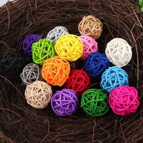 Colourful Rattan Ball Bird Toy - Stimulating Play for Small Pets