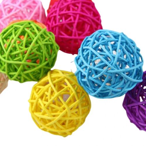 Colourful Rattan Ball Bird Toy - Stimulating Play for Small Pets
