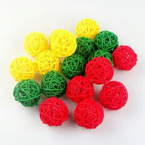 Colourful Rattan Ball Bird Toy - Stimulating Play for Small Pets