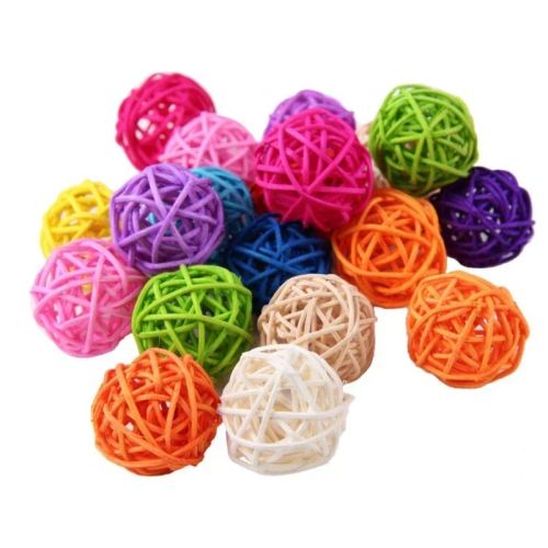 Colourful Rattan Ball Bird Toy - Stimulating Play for Small Pets