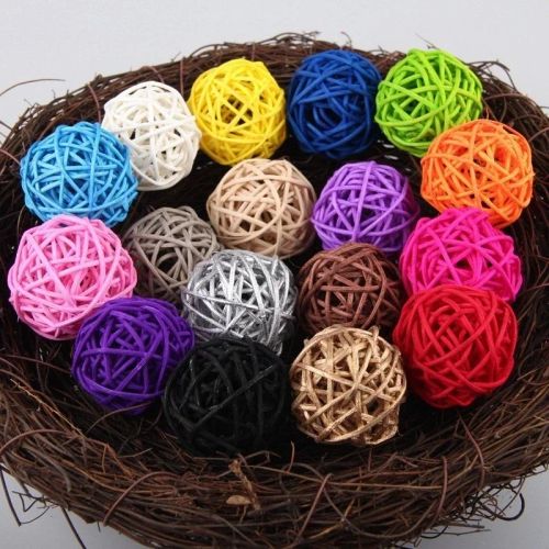 Colourful Rattan Ball Bird Toy - Stimulating Play for Small Pets
