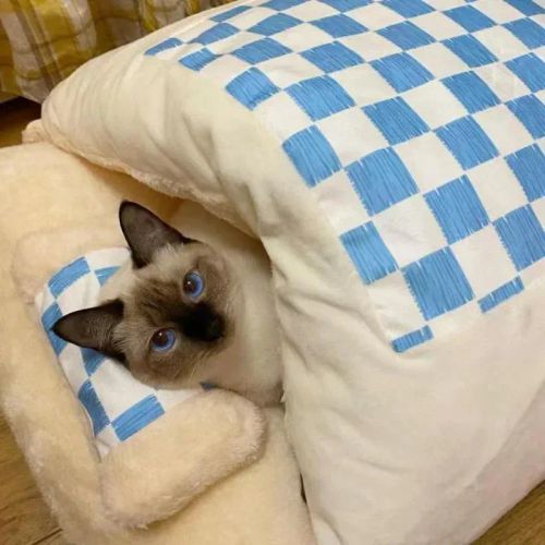 Warm Plush Cat Sleeping Bag Cave - Cozy Winter Pet Bed
