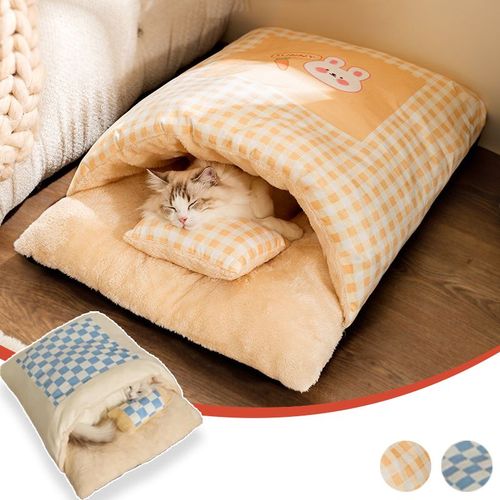 Warm Plush Cat Sleeping Bag Cave - Cozy Winter Pet Bed