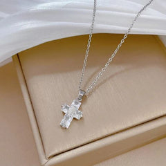 Classic Stainless Steel Cross Necklace - Personalised Fashion Statement - 45cm / X1498