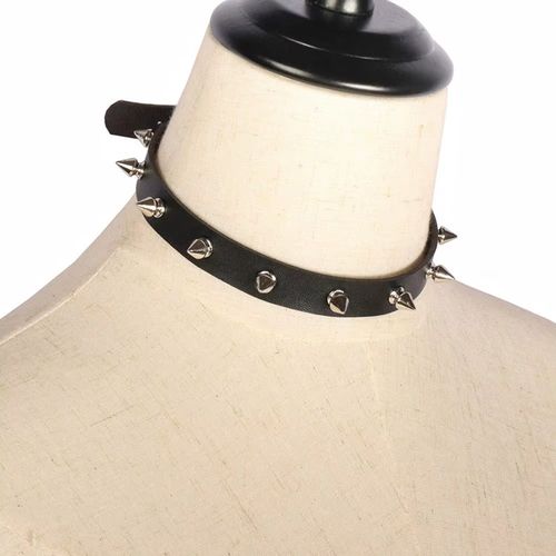 Punk Choker Necklace - Festive Style - Durable PU Accessory - Black Zinc Plated