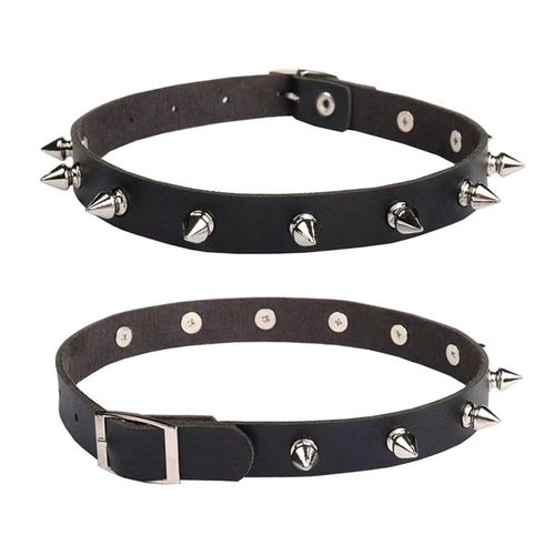 Punk Choker Necklace - Festive Style - Durable PU Accessory - Black Zinc Plated