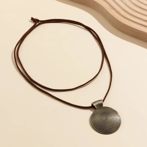 SHIXIN Vintage Rope Chain Pendant Necklace - Fashionable Accessory - Gold Color