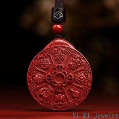 Natural Vermilion Sand Pendant Necklace - Ethnic Healing Gift - Picture Style