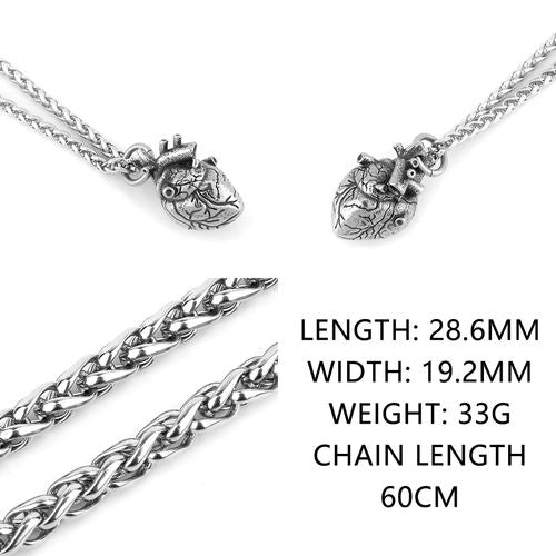 Vintage Heart Pendant Necklace - Stainless Steel Stylish Accessory