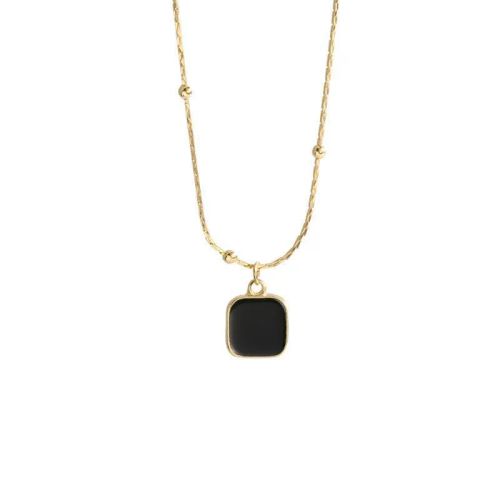 HYFAD Black Square Pendant Necklace - Minimalist Fashion Jewellery