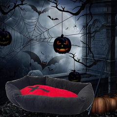 Halloween Themed Plush Pet Bed - Warm & Washable Dog/Cat Cushion - 1