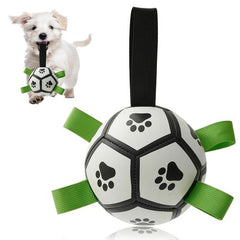 Interactive Dog Toy Football - Bite-Resistant Training Ball for Dogs - Black White / 12.5cm