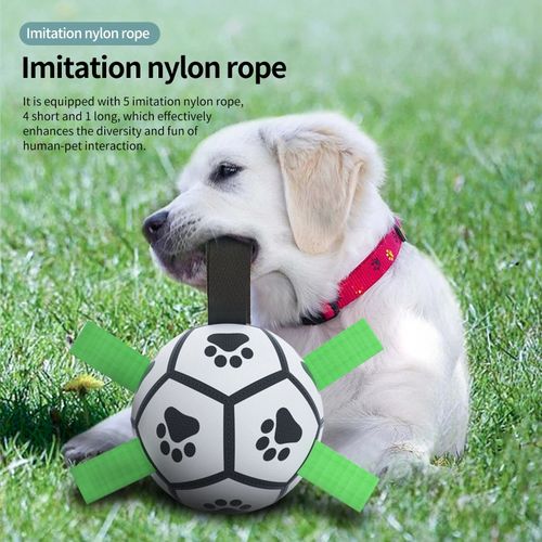 Interactive Dog Toy Football - Bite-Resistant Training Ball for Dogs - Black White / 12.5cm