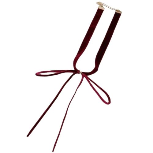 OOTDTY Velvet Bowknot Pendant Necklace - Unique Retro Charm