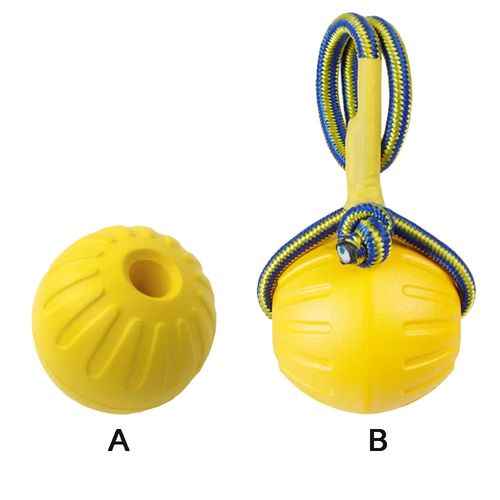 Indestructible Yellow Rubber Ball - Durable Interactive Dog Toy