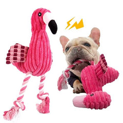 Plush Flamingo Dog Toy - Squeaky Fun - Chew & Play Solution - Flamingo