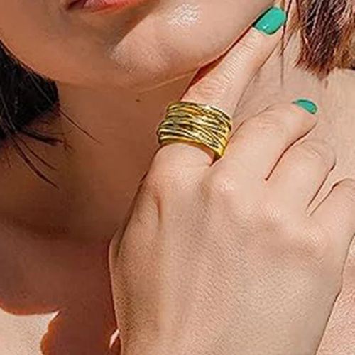 CAOSHI Geometric Brass Wedding Bands - Trendy Fashion Rings
