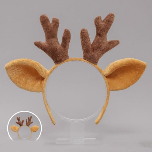 Festive Deer Antler Headband - Comfortable Plush Costume Accessory - Yellow