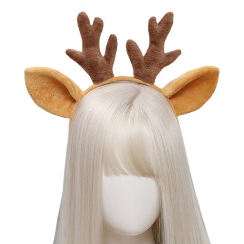 Festive Deer Antler Headband - Comfortable Plush Costume Accessory - Yellow