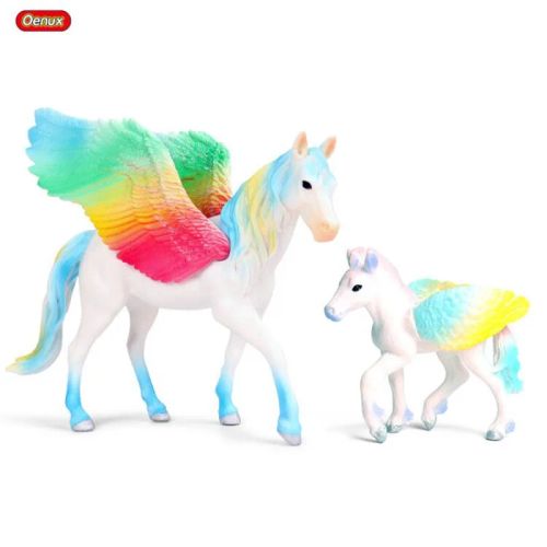 Oenux Rainbow Pegasus Action Figure - Educational PVC Model Toy