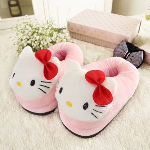 MINISO Hello Kitty Plush Slippers - Comfortable Cartoon Footwear