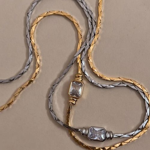 SLOONGJEWELRY Geometric Charm Bracelet & Necklace Set - Fashion Accessory