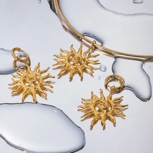 Classic Waterproof Spiral Sunflower Necklace & Earrings Set