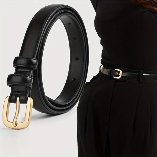 Adjustable PU Skinny Belts - Solid Colour Fashion Belt for Versatile Style