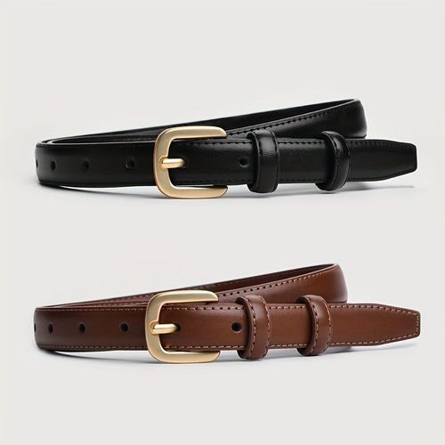 Adjustable PU Skinny Belts - Solid Colour Fashion Belt for Versatile Style