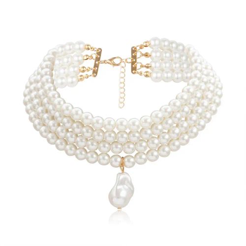 IngeSight.Z Bohemian Simulated Pearl Choker Necklace Mood Tracker