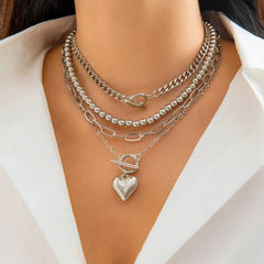SHIXIN Heart Pendant Necklace - Trendy Fashion Accessory