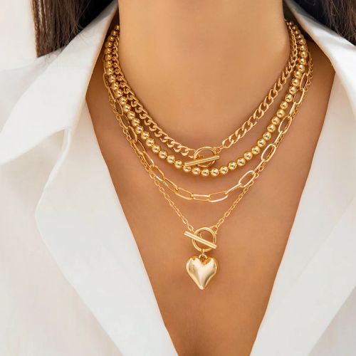 SHIXIN Heart Pendant Necklace - Trendy Fashion Accessory