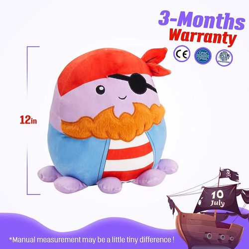 Cute 30cm Octopus Pirate Plush Toy - Adorable Throw Pillow for Kids - Pirate