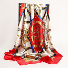 RUNMEIFA Luxury Satin Print Scarf - Sun Protection Big Square Scarf - LXY0691-12