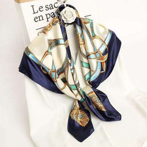 RUNMEIFA Luxury Satin Print Scarf - Sun Protection Big Square Scarf - LXY0691-12
