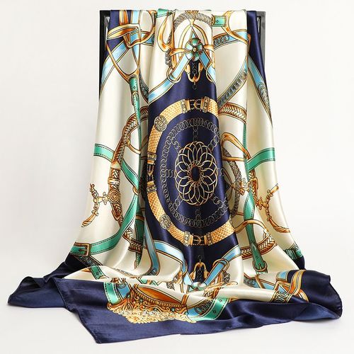 RUNMEIFA Luxury Satin Print Scarf - Sun Protection Big Square Scarf - LXY0691-12