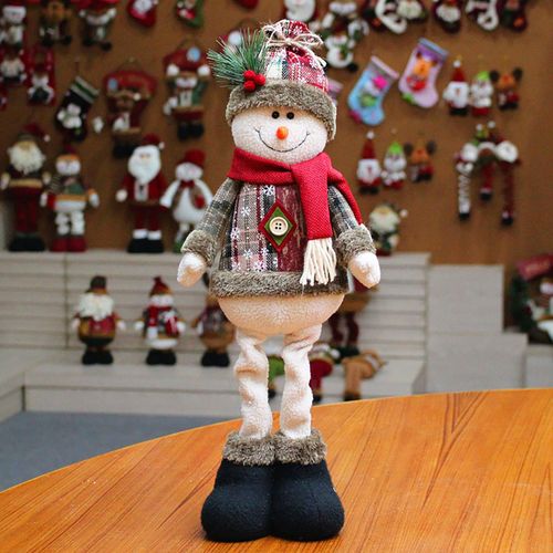 Cute Christmas Plush Decorations - Stretchable Santa & Snowman Set