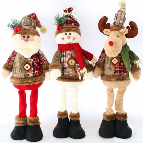 Cute Christmas Plush Decorations - Stretchable Santa & Snowman Set