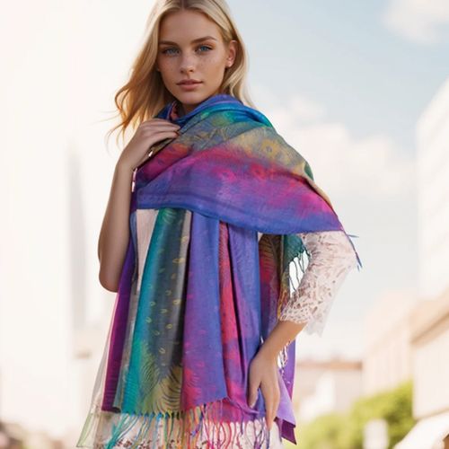 LMLAVEN Colourful Ethnic Jacquard Scarf - Warm Multifunctional Stole