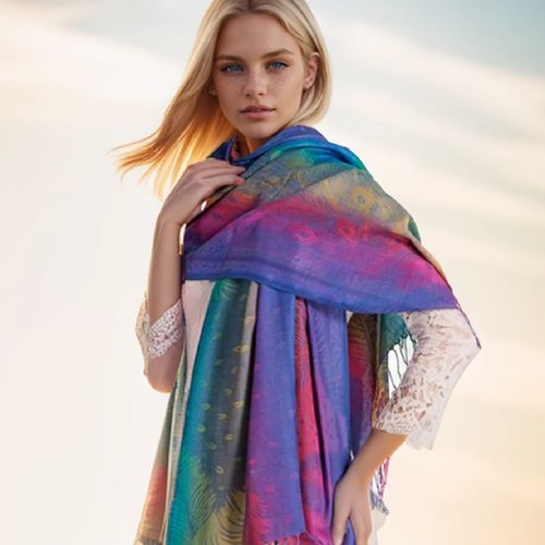 LMLAVEN Colourful Ethnic Jacquard Scarf - Warm Multifunctional Stole