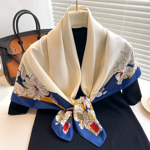 HVATILAW Floral Silk Scarf - Stylish & Protective - 90x90cm
