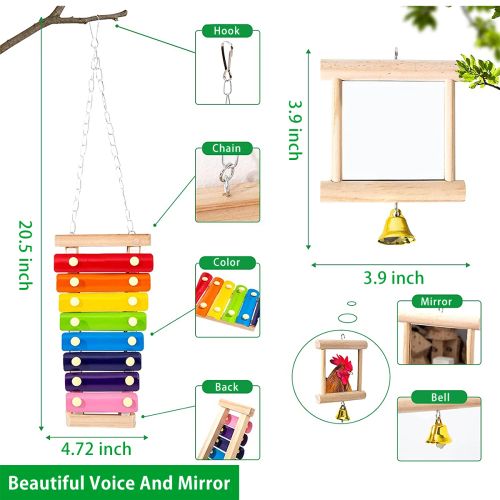 Wooden Bird Toy Set - Durable and Engaging for Chickens & Birds