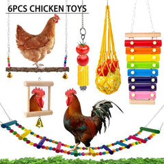 Wooden Bird Toy Set - Durable and Engaging for Chickens & Birds