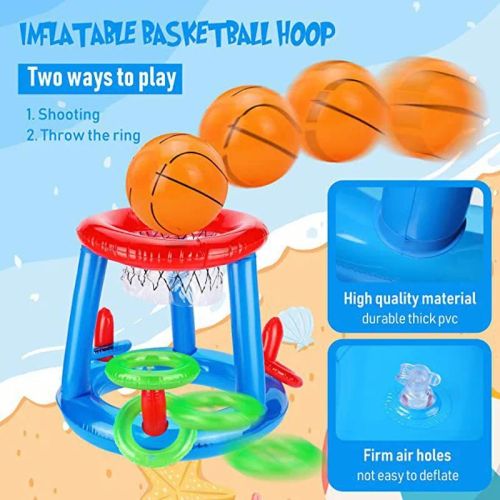 CatXaa Durable Inflatable Pool Basketball Set for Fun Summer Games