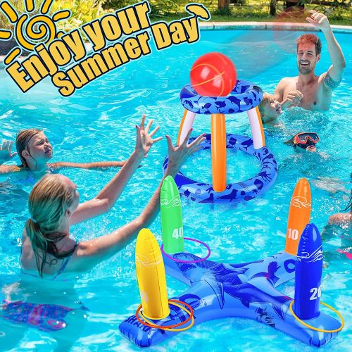 CatXaa Durable Inflatable Pool Basketball Set for Fun Summer Games