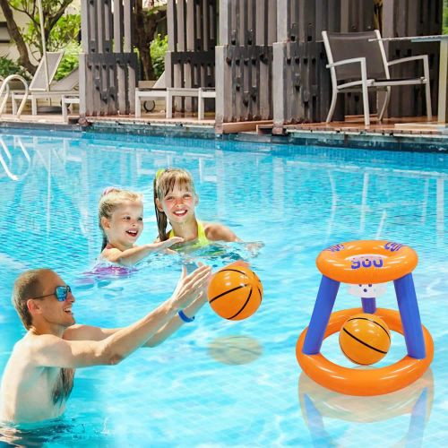 CatXaa Durable Inflatable Pool Basketball Set for Fun Summer Games