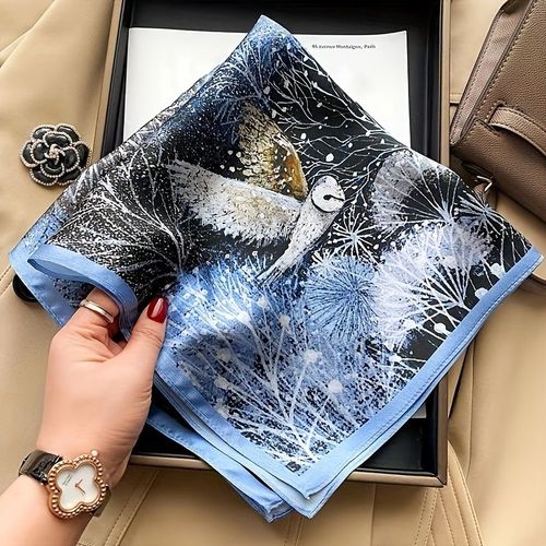 RUNMEI 100% Silk Scarf - Stylish Travel Accessory - 53x53cm