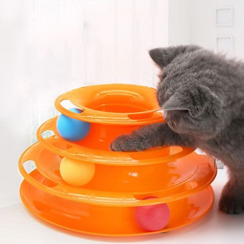 Interactive Three-Layer Cat Toy - Educational Turntable Play Tower